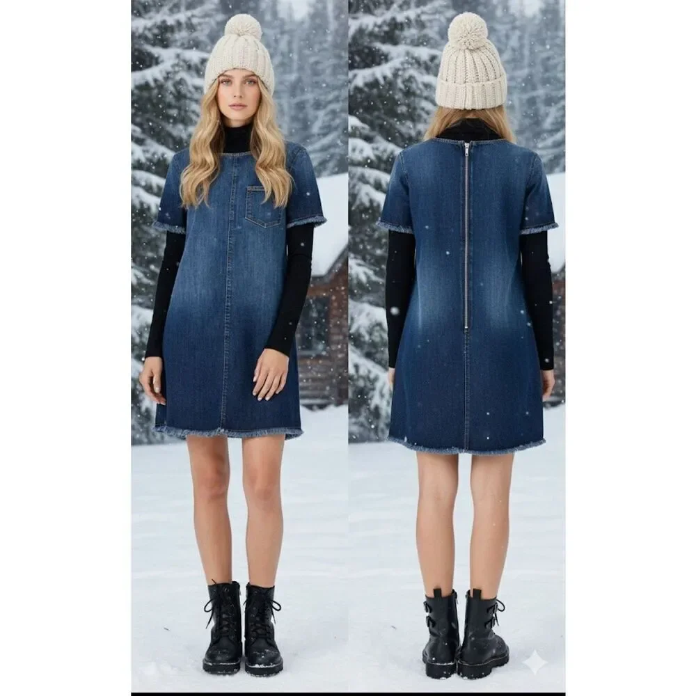 Current/Elliott Jean Denim Mini Shift Dress Sz 2